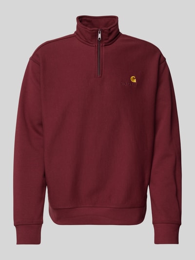 Carhartt Work In Progress Sweatshirt mit Troyer-Kragen Modell 'AMERICAN SCRIPT' Bordeaux 2