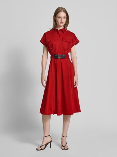 Lauren Ralph Lauren Sukienka midi z kołnierzykiem koszulowym Czerwony 4