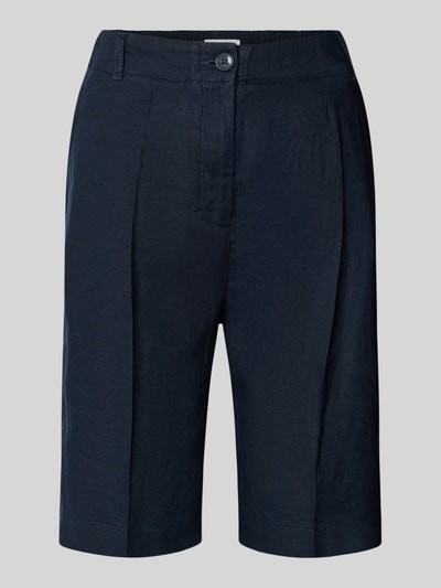 Produktfoto, Leinenshorts mit Eingrifftaschen von Christian Berg Woman aus dunkelblauem Leinen, Regular Fit, Bügelfalten, strukturierte Oberfläche