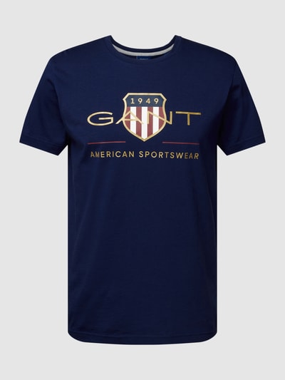 Gant T-Shirt mit Label-Print Modell 'Archiv Shield' Marine 2