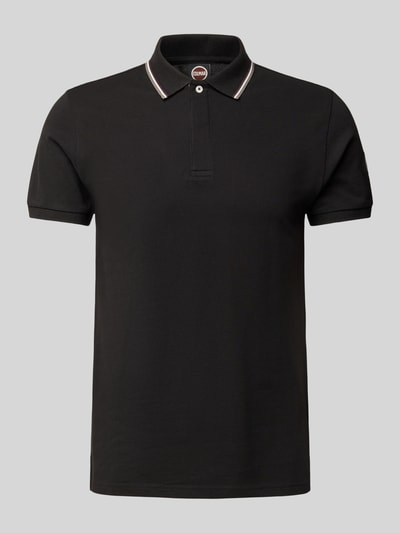 Produktfoto, Slim Fit Poloshirt aus Baumwolle von Colmar Originals in Schwarz mit Polokragen, Label-Details, Rückenlänge 66 cm Größe M.