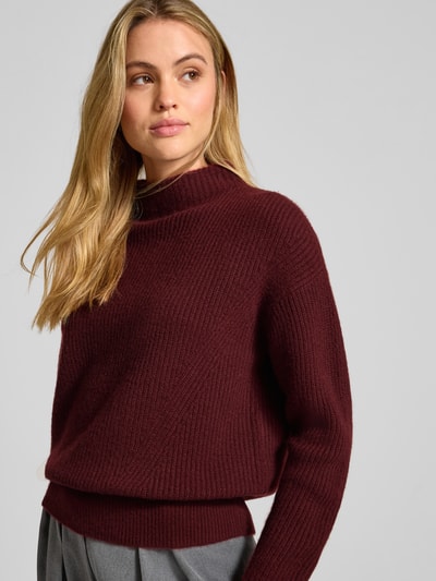 Jake*s Casual Regular fit kasjmier pullover in gebreide look Bordeaux - 3