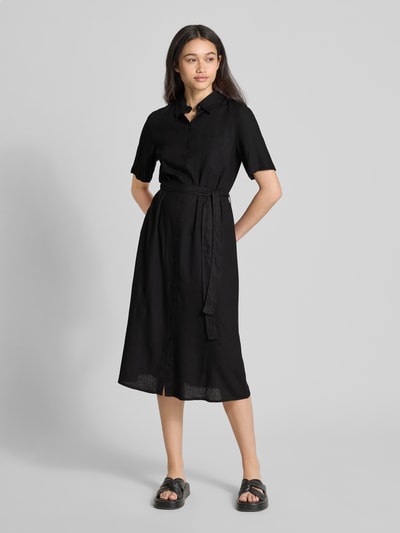 Pieces Getailleerde vrijetijdsjurk met strikceintuur, model 'PIA' Zwart - 4