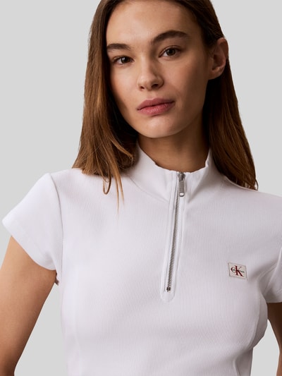 Calvin Klein Jeans Slim Fit cropped T-Shirt aus Baumwoll-Mix Weiss 3