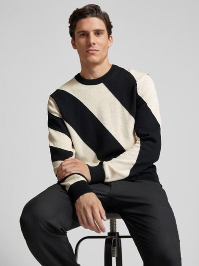 Armedangels Gebreide pullover met ribboorden, model 'IOAAN' Zwart - 3