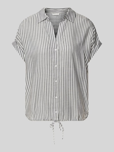 Tom Tailor Relaxed Fit Kurzarmbluse aus reiner Viskose mit V-Ausschnitt Dunkelblau 2