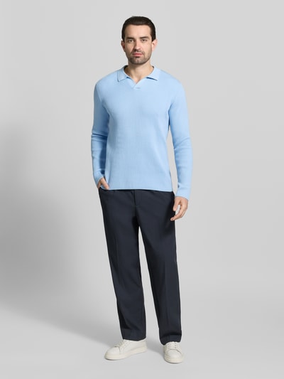 Lindbergh Relaxed Fit Strickpullover in Ripp-Optik Hellblau 1