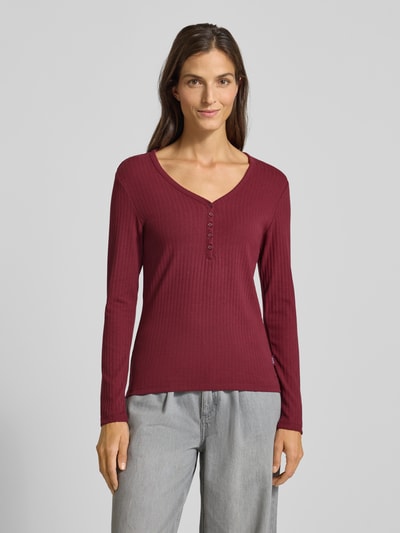 s.Oliver RED LABEL Regular fit shirt met lange mouwen van katoenmix Bordeaux - 4