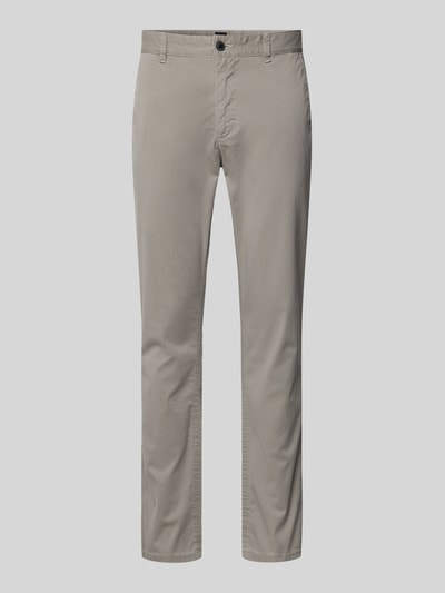Produktfoto, Slim Fit Chino aus Baumwoll-Mix Modell 'CHINO_SLIM' von BOSS Orange mit Optik:Allover-Muster, feines Strukturmuster, Label-Patch, Gürtelschlaufen, Knopf und verdecktem Reißverschluss, seitliche Eingrifftaschen, Gesäßtaschen, Farbe Beige.