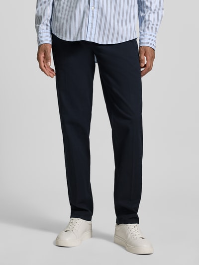Profuomo Broek met persplooien en achterzakken Marineblauw - 4