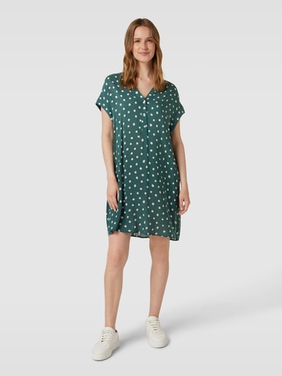 OPUS Knielange jurk van viscose met ribane dots, model 'Wularo' Donkergroen - 1