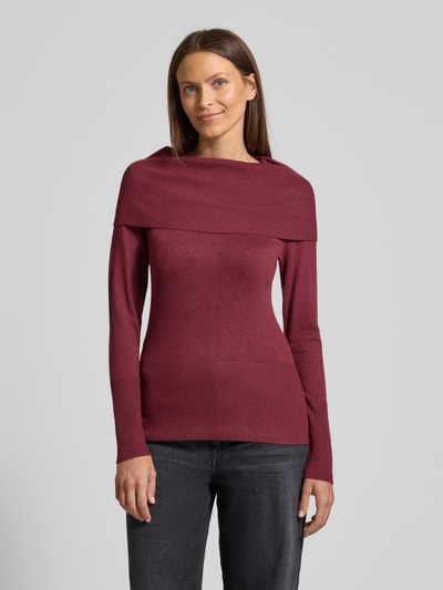 Soyaconcept Slim fit shirt met lange mouwen van viscosemix, model 'Dollie' Bordeaux gemêleerd - 4