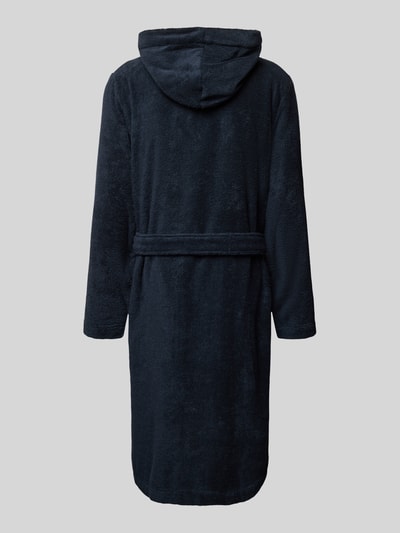 Productfoto, donkerblauwe badjas van puur katoen met capuchon en ceintuur, Bademantel aus reiner Baumwolle van Tommy Hilfiger, Dames