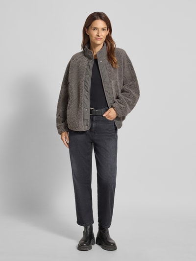 Jake*s Casual Sweatjacke mit Teddyfell Dunkelgrau 1