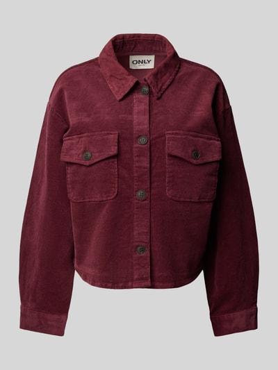 Only Corduroy jack met paspelzakken op de borst, model 'LISY' Bordeaux - 1