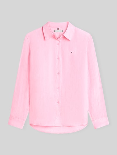 Produktfoto, Relaxed Fit Langarmbluse aus reinem Leinen van Tommy Hilfiger, effen kleuren, overhemdkraag, knoopsluiting, gestikt logo, lange mouwen met manchet, rompzoom afgerond, materiaal: gevlamd garen, 100% linnen