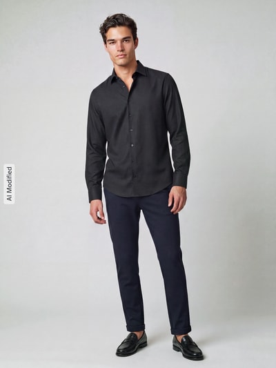 Seidensticker Slim Fit Businesshemd aus reiner Baumwolle Black 1