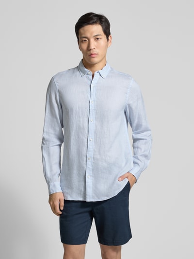Scotch & Soda Regular Fit Leinenhemd mit Button-Down-Kragen Bleu 4