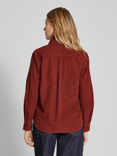 Gant Regular fit corduroy blouse met borstzak Bordeaux - 5