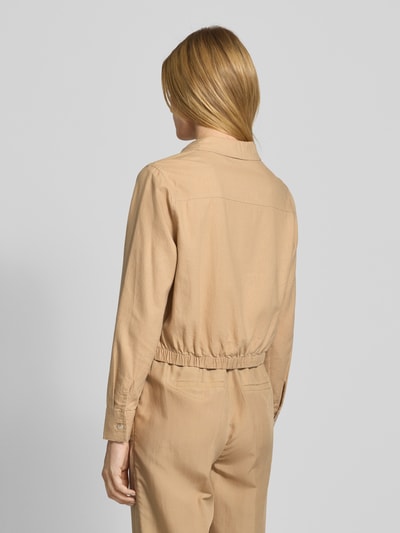 Zero Linnen jack met platte kraag Zand - 5