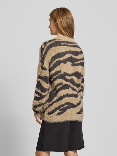 Noisy May Gebreid jack met imitatiebont, model 'FLYNN' Middenbruin gemêleerd - 5