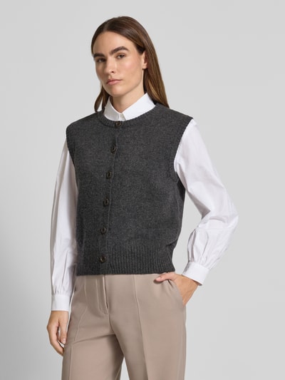 Christian Berg Woman Selection Regular Fit Weste aus Baumwoll-Mix in Strick-Optik Anthrazit Melange 4