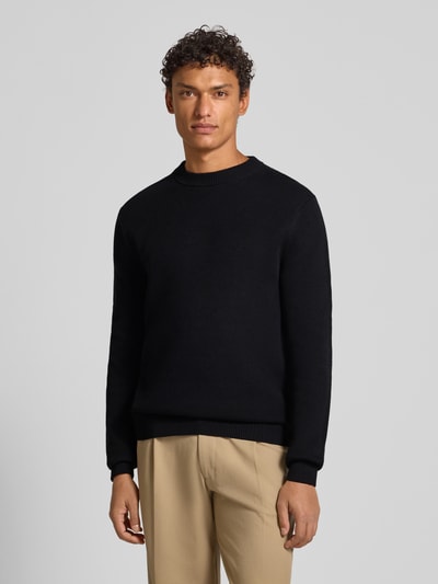 SELECTED HOMME Regular fit gebreide pullover van puur katoen, model 'DANE' Zwart - 4