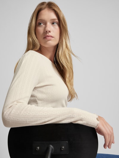 Only Longsleeve mit Muschelsaum Modell 'CARLOTTA' Beige 3