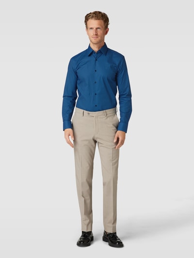 BOSS Slim Fit Zakelijk overhemd met kentkraag, model 'Hank' Marineblauw - 1