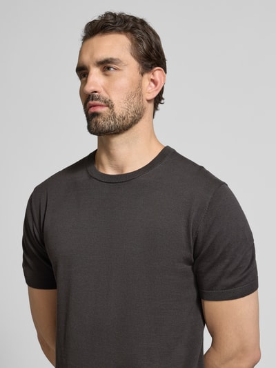 Christian Berg Men T-Shirt mit geripptem Rundhalsausschnitt Anthrazit 3