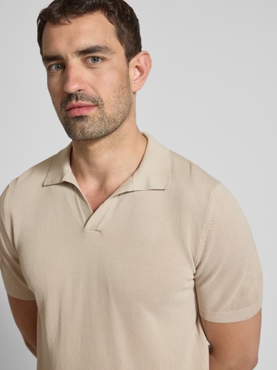 GRAN SASSO Regular Fit Poloshirt mit V-Ausschnitt Sand 3
