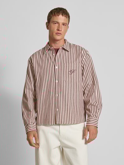 PROHIBITED Regular Fit Freizeithemd mit Leinen-Anteil Bordeaux 4