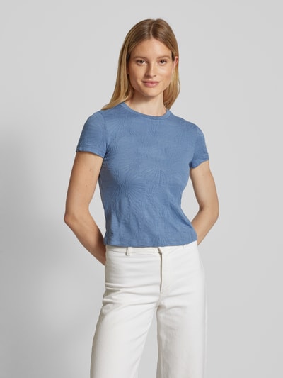 Jake*s Casual T-Shirt mit geripptem Rundhalsausschnitt Jeansblau 4