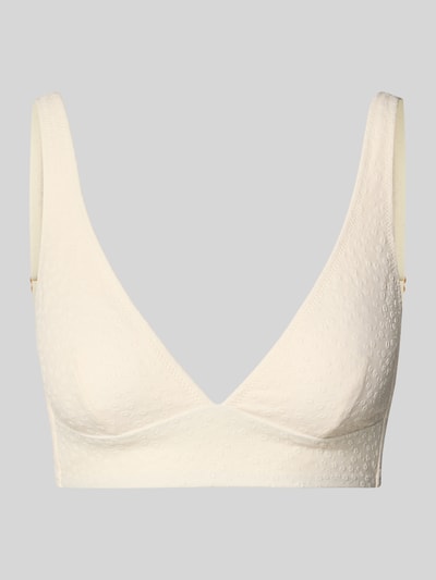 Produktfoto, Bikini-Oberteil mit V-Ausschnitt Modell 'Simoa Longline' von Barts, cremefarben, feine Struktur, Stretch-Material, verstellbare Träger