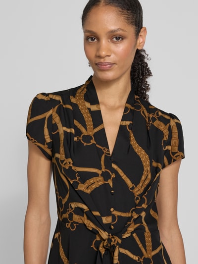 Lauren Ralph Lauren Mini-overhemdjurk met V-hals, model 'MAKEDA' Zwart - 3