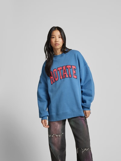 ROTATE Oversized Sweatshirt mit Label-Stitching Blau 4