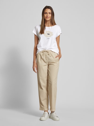 Marc O'Polo T-shirt met labelprint Offwhite - 1