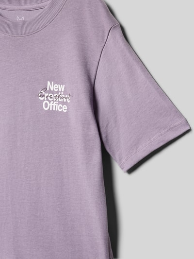 Productfoto, paars T-shirt uit puur katoen met ronde hals en korte mouwen, recht model, T-shirt uit katoen van JACK & JONES voor kinderen
