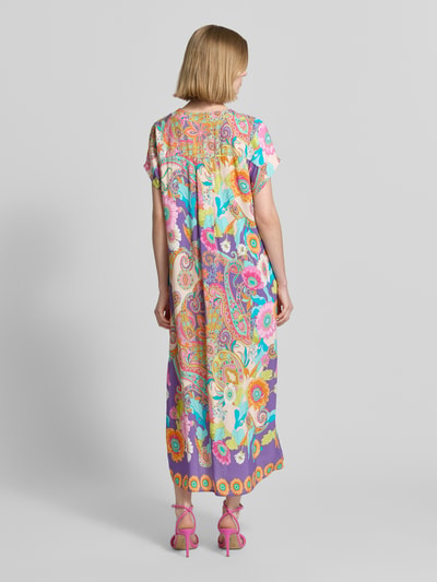 Emily Van den Bergh Midikleid aus Viskose im Allover-Look Pink 5