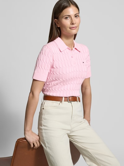 Tommy Hilfiger Strickshirt mit Zopfmuster Pink 3