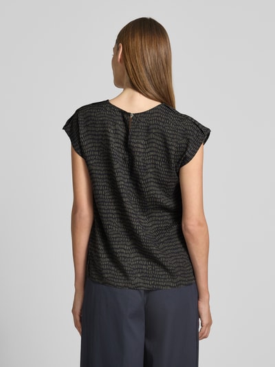 OPUS Top bluzkowy o kroju regular fit z czystej wiskozy model ‘Ferena splash’ Granatowy 5