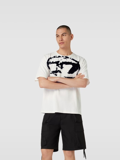 Diesel T-Shirt mit Label-Print Ecru 4