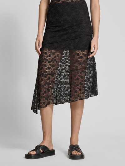 Review Spódnica midi z efektem podpalenia Czarny 4