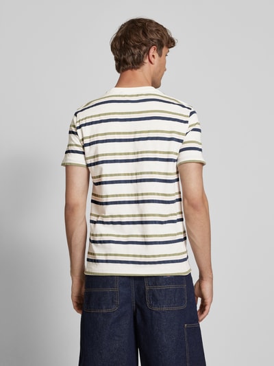 Blend T-shirt met geribde ronde hals, model 'JAMAS' Marineblauw - 5