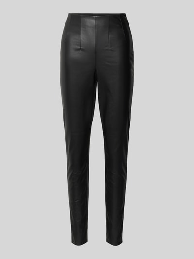 Vero Moda Slim fit broek in leerlook met figuurnaden, model 'LANA' Zwart - 2