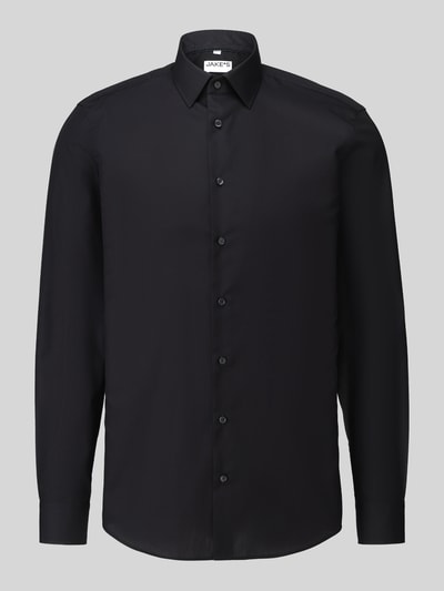 Jake*s Slim fit zakelijk overhemd met afgeronde zoom Zwart - 2