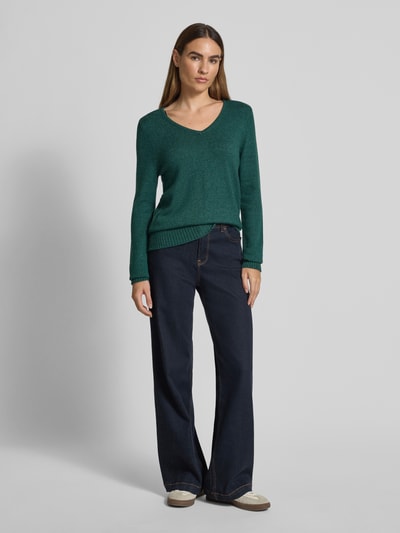 Vila Regular fit shirt met lange mouwen van viscosemix, model 'Viril' Donkergroen - 1