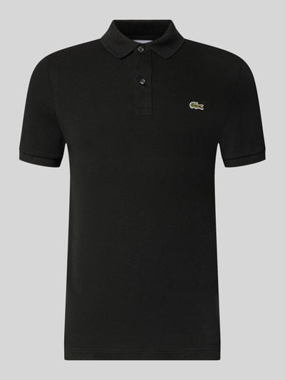 Produktfoto, czarna koszulka polo Slim Fit Poloshirt aus reiner Baumwolle von Lacoste, prosta forma, gładka tekstura
