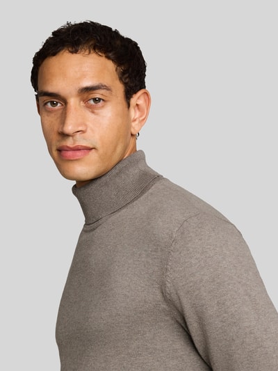 Tom Tailor Rollkragenpullover mit Feinstrickstruktur Taupe 3