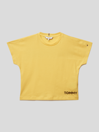 Tommy Hilfiger Teens T-shirt z napisami z marką Żółty 1